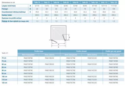 Portes battantes Smart Design 2P 90cm verre Cosmos profil�s Chrom� - KINEDO R�f. PA9074CCOE