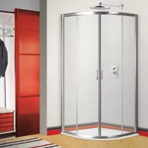Portes coulissantes 1/4 de rond Espace 100x100cm verre transparent profilé Chromé - OZE Réf. 905VTC