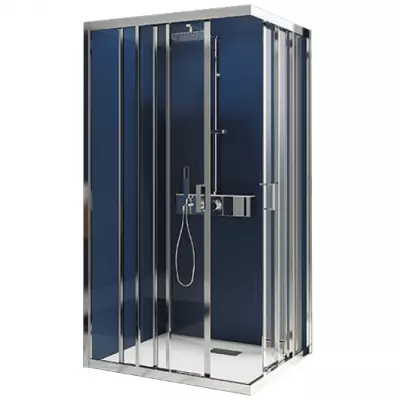 Portes coulissantes d\'angle Smart Express A/2V 70x70cm verre transparent profil�s Chrom� - KINEDO R�f. PA1980CTNE