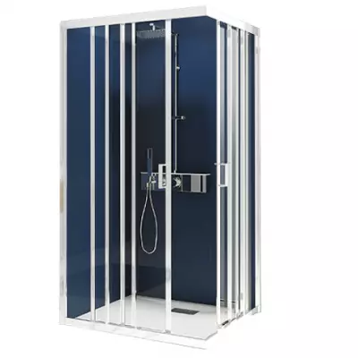 Portes coulissantes d\'angle Smart Express A/2V 90x90cm verre transparent profil�s Blanc - KINEDO R�f. PA1982BTNE