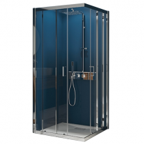 Portes coulissantes d\'angle Smart Express A/C 70x70cm verre transparent profilés Chromé - KINEDO Réf. PA1920CTNE