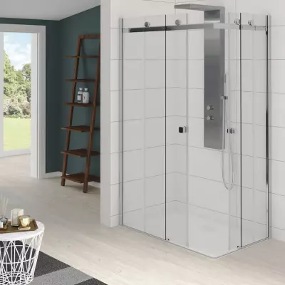 Portes coulissantes Kinestyle A 120x90cm Profil� chrom� Verre Transparent -  KINEDO R�f. PA1752CTNE