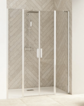 Portes pivotantes + parties fixes Smart Design 2P XXL 110cm verre transparent profilés Blanc - KINEDO Réf. PA9080BTNE