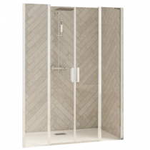 Portes pivotantes + parties fixes Smart Design 2P XXL 110cm verre transparent profilés Blanc - KINEDO Réf. PA9080BTNE