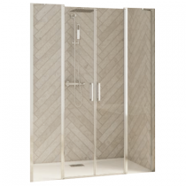 Portes pivotantes + parties fixes Smart Design 2P XXL 160cm verre transparent profilés Chromé - KINEDO Réf. PA9085CTNE