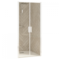 Portes pivotantes Smart Design 2P 100cm verre transparent profilés Blanc - KINEDO Réf. PA9076BTNE