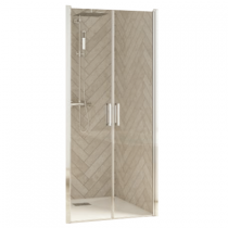 Portes pivotantes Smart Design 2P 100cm verre transparent profilés Chromé - KINEDO Réf. PA9076CTNE