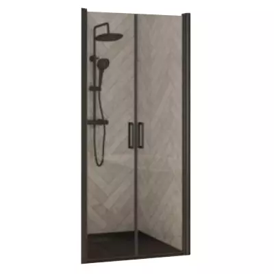 Portes pivotantes Smart Design 2P 110cm verre transparent profil�s Noir - KINEDO R�f. PA9077NTNE