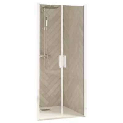 Portes pivotantes Smart Design 2P 120cm verre transparent profil�s Blanc - KINEDO R�f. PA9078BTNE