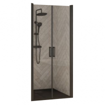 Portes pivotantes Smart Design 2P 120cm verre transparent profilés Noir - KINEDO Réf. PA9078NTNE