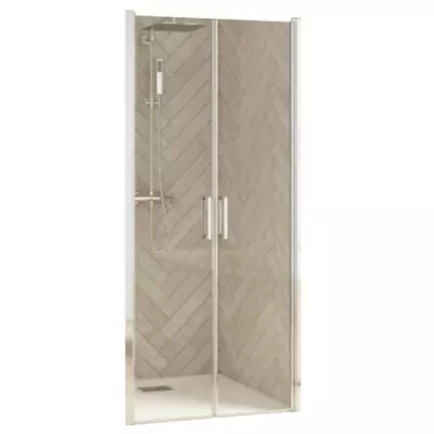 Portes pivotantes Smart Design 2P 80cm verre transparent profil�s Chrom� - KINEDO R�f. PA9072CTNE