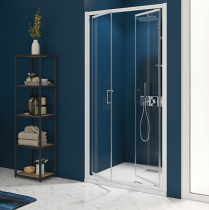 Portes pivotantes Smart Express 100cm verre transparent profilés Blanc - KINEDO Réf. PA1942BTNE