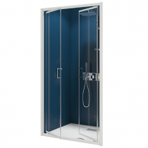 Portes pivotantes Smart Express 100cm verre transparent profilés Blanc - KINEDO Réf. PA1942BTNE