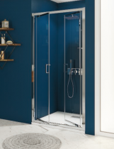 Portes pivotantes Smart Express 100cm verre transparent profilés Chromé - KINEDO Réf. PA1942CTNE