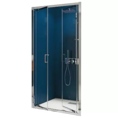 Portes pivotantes Smart Express 100cm verre transparent profil�s Chrom� - KINEDO R�f. PA1942CTNE