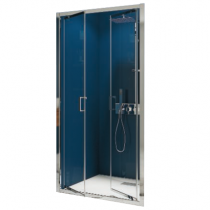 Portes pivotantes Smart Express 100cm verre transparent profilés Chromé - KINEDO Réf. PA1942CTNE