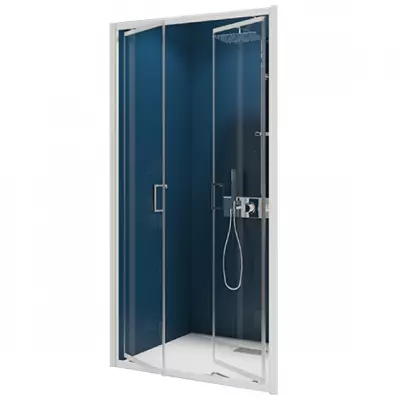 Portes pivotantes Smart Express 90cm verre transparent profil�s Blanc - KINEDO R�f. PA1941BTNE