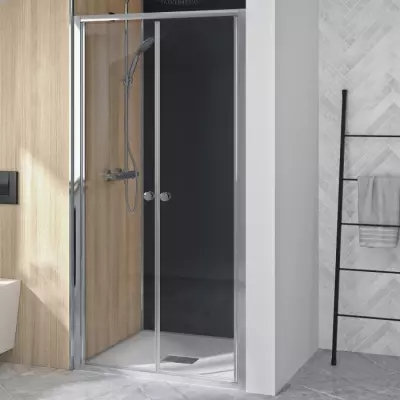 Portes pivotantes Supra 2P 100cm profil� Chrom� verre Transparent - KINEDO R�f. PA1532CTN