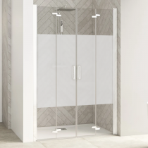 Portes pliantes Smart Design sans seuil 110cm verre Cosmos profilé Blanc - KINEDO Réf. PA90100BCOE