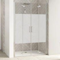 Portes pliantes Smart Design sans seuil 110cm verre Cosmos profilé Chromé - KINEDO Réf. PA90100CCOE