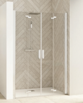 Portes pliantes Smart Design sans seuil 110cm verre transparent profilé Blanc - KINEDO Réf. PA90100BTNE