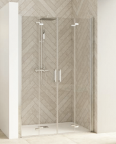 Portes pliantes Smart Design sans seuil 110cm verre transparent profilé Chromé - KINEDO Réf. PA90100CTNE