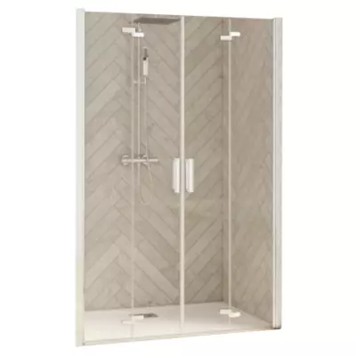 Portes pliantes Smart Design sans seuil 120cm verre transparent profil� Blanc - KINEDO R�f. PA90101BTNE