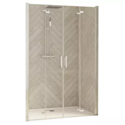 Portes pliantes Smart Design sans seuil 120cm verre transparent profil� Chrom� - KINEDO R�f. PA90101CTNE