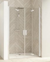 Portes pliantes Smart Design sans seuil 130cm verre transparent profilé Blanc - KINEDO Réf. PA90102BTNE