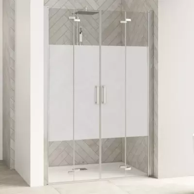 Portes pliantes Smart Design sans seuil 140cm verre Cosmos profil� Chrom� - KINEDO R�f. PA90103CCOE
