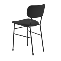 PROMO : Chaise ecopelle MAHLER Noir, structure acier époxy noir mat- CREALIGNE Réf. A481