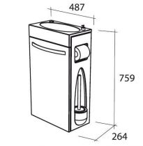 PROMO : Meuble lave-mains COMBO 44cm 1 porte laqué avec vasque, distributeur de savon, dérouleur & porte-balai - DECOTEC