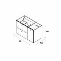 PROMO -30% : Ensemble UNIIQ 90cm 2 tiroirs / 1 porte Laque vert Bosque + Plan-vasque Solidsurface
