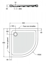 Receveur 1/4 de rond Connect Design 90x90cm céramique Blanc - Ideal Standard R2672YK