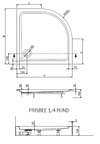 Receveur 1/4 de rond Frisbee 80x80cm cuve 50mm acrylique Blanc - LEDA Réf. L12FR6Q0080