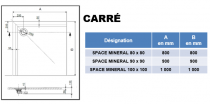 Receveur carré Space Minéral 100x100cm Blanc - LEDA Réf. L12SM9C100
