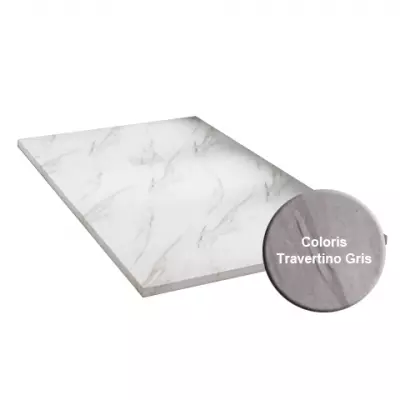 Receveur r�sine McBatch Mirage Decornox Stone Travertino Gris largeur 70cm