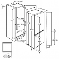 Réfrigérateur combiné intégrable 192+61l F à glissières - ELECTROLUX Réf. SCE818F6TS