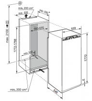 Réfrigérateur intégrable 1 porte tout utile 294l E à charnières autoportantes - Liebherr Réf. IRBE5120-20