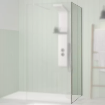 Renvoi d\'angle Solo Design 90cm verre transparent profil� Blanc grain� - KINEDO R�f. PA8282BGTNE