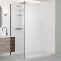 Renvoi d\'angle Solo Design 90cm verre transparent profilé Graphite brossé - KINEDO Réf. PA8282GTNE