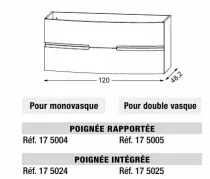 S/T NONA LAQUE 2 NIV L:1200 2 TIROIRS MONOVASQUE                                           Sanijura R&eacute;f. 175024