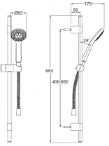 Set de douche Eco 80 Chromé - JACOB DELAFON Réf. E31173-CP