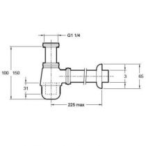 Siphon à culot pour bidet Chrome - JACOB DELAFON Réf. E78287-CP