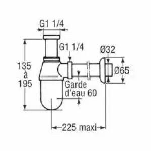 Siphon � culot pour lavabo Chrome - JACOB DELAFON R�f. E78286-CP