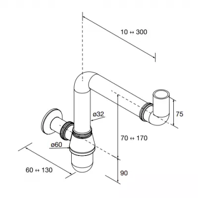 Siphon Conex laiton Chrom� - SALGAR R�f. 103976