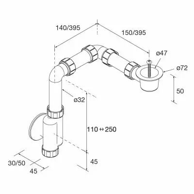 Siphon court Conex Blanc - SALGAR R�f. 102307