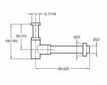 Siphon lavabo  G1\ 1/4 Noir mat - Jacob Delafon Réf. E29074-BL