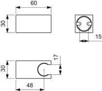 Support de douchette carré Gris magnétique - Ideal Standard Réf. BC770A5