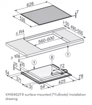 Table de cuisson 60cm 4 zones Noir cadre Inox - MIELE R&eacute;f. KM 8462 FR 